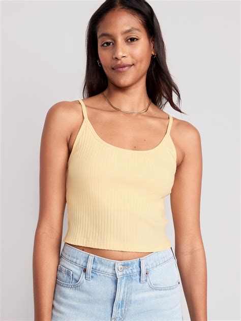 Ribbed Stretch Knit Cropped Tank Top 